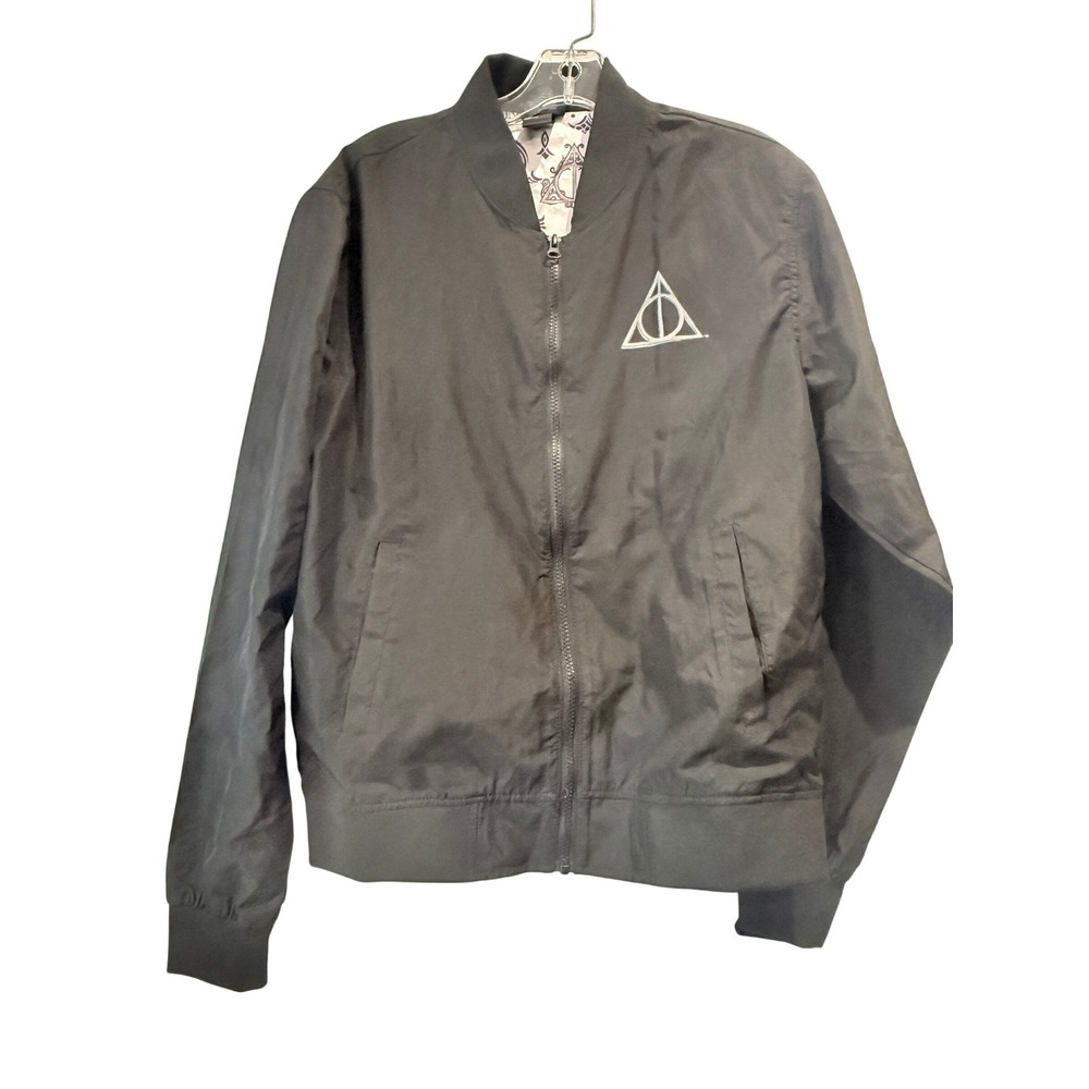Universal Studios Harry Potter Deathly Hallows Bomber Jacket Black Medium